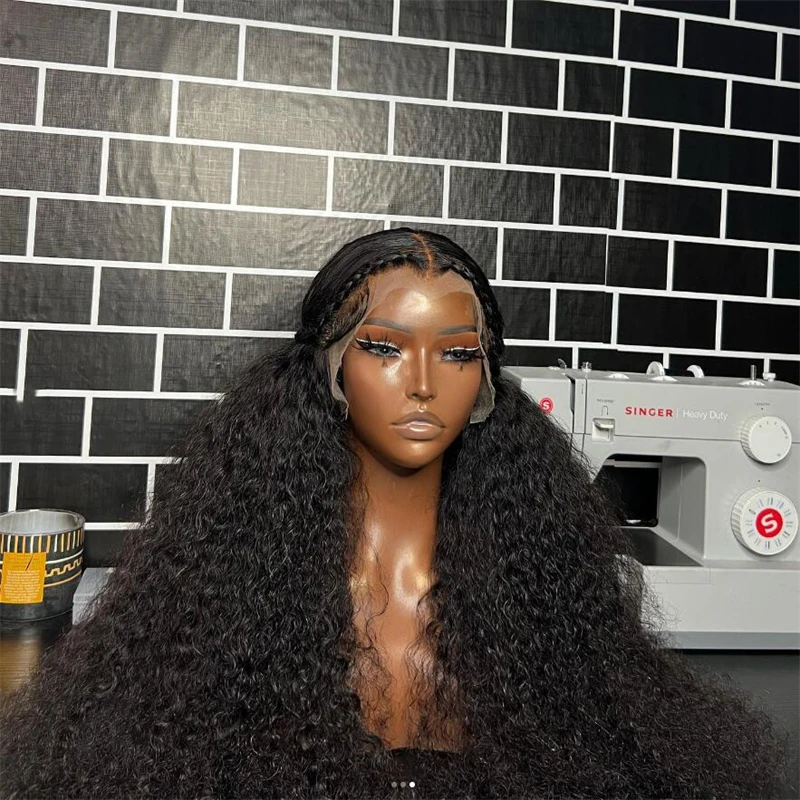 

Natural Black Preplucked 26 Inch Long 180%Density Glueless Kinky Curly Lace Front Wig BabyHair Heat Temperature Daily Cosplay