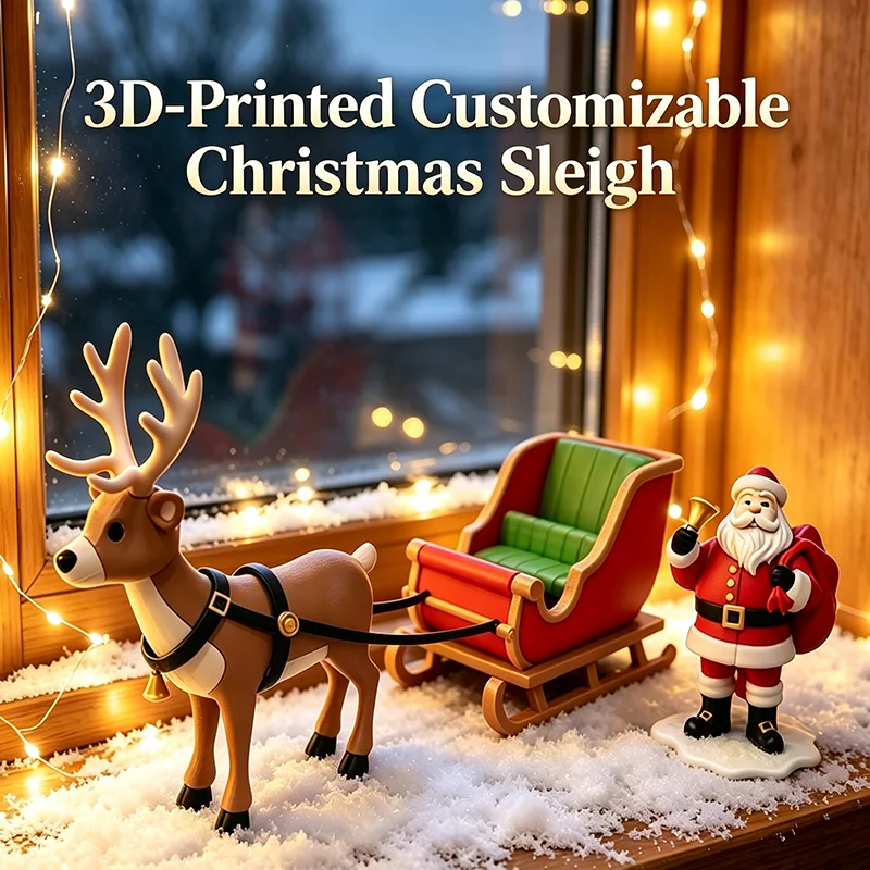 Custom Reindeer Sleigh Figurine Personalized Christmas Sled Festive Desktop Ornament For Xmas Holiday Table Display Decoration