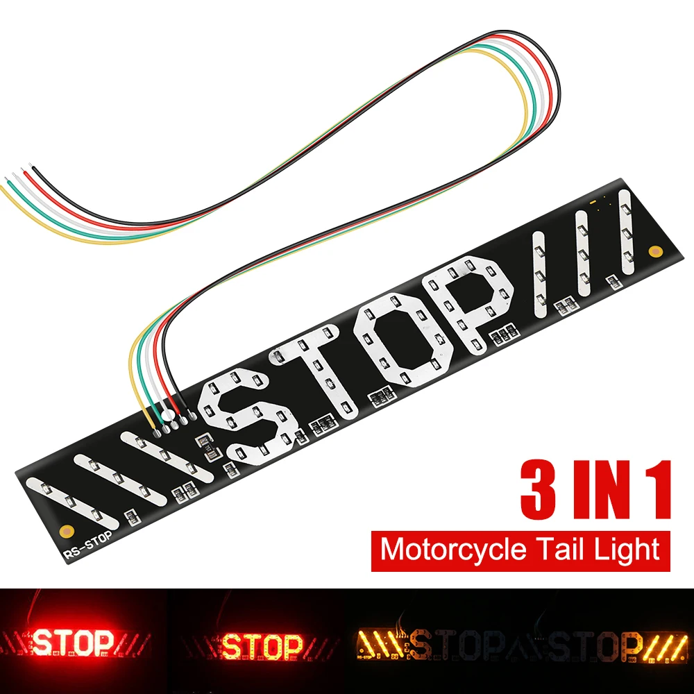 Waterproof Tail Light For Motorcycle Motorcycle Turn Signals Turning Left/right LED Flashing Brake Light License Plate Light