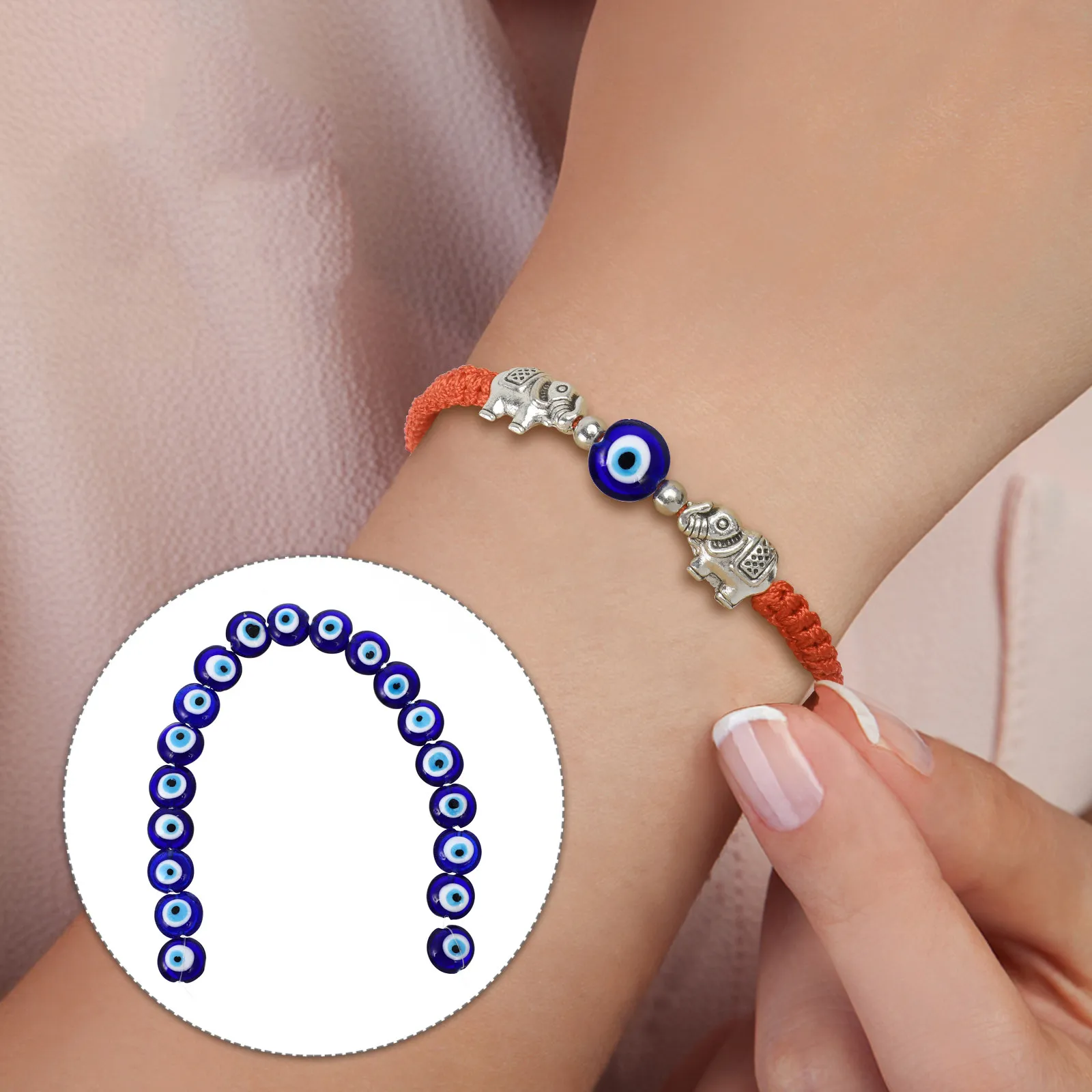 

100Pcs Evil Eye Adornment Glass Fake Eyes Blue Eye Bead Pendants for Handmade Jewelry DIY Craft Decorative Eyeballs Accessories