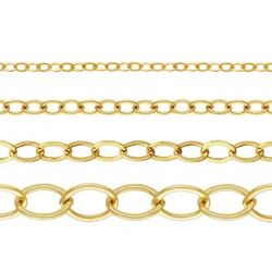 14K Gold Filled Bulk Unfinished Hammered Flat Cable Chains for Necklace Bracelet 100cm/3.28ft