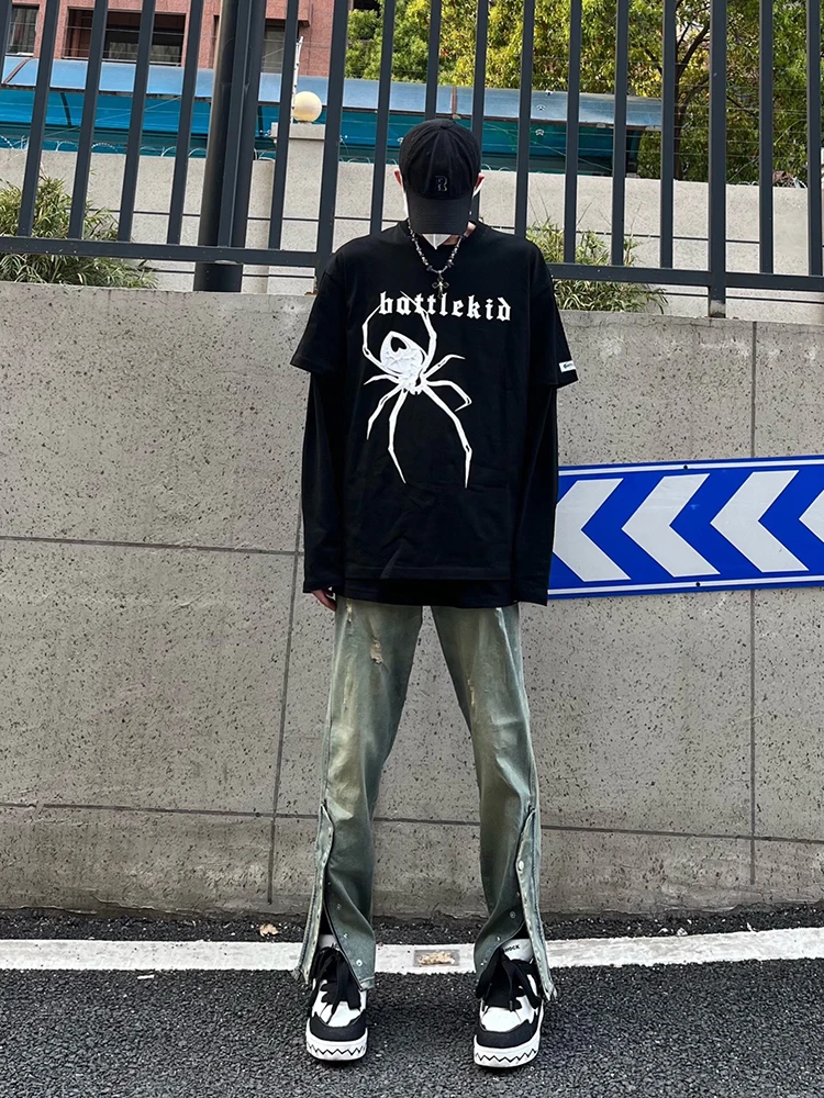 

Vintage American Sle Men's Summer Jeans Yellow Mud Slim Fit Micro Flared Pants Cleanfit Low Waist Zipper Closure Jeans