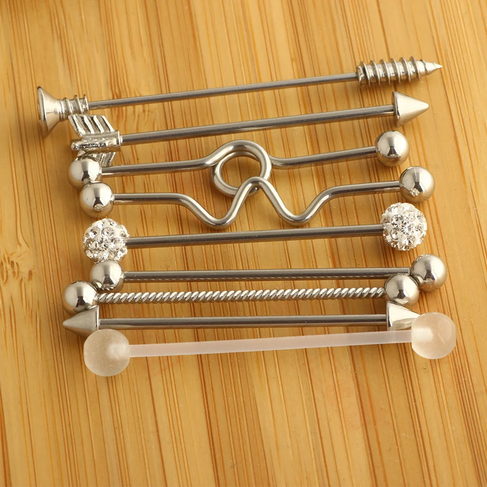 

9 Pcs Arrows Screw Earring Barbell Studs Industrial European and American Piercing Jewelry