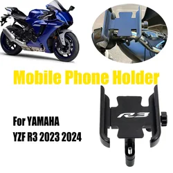 야마하 YZF R3 YZFR3 R 3 2023 2024 CNC 오토바이 액세서리 미러 핸들바, 휴대폰 거치대 GPS 스탠드 브래킷