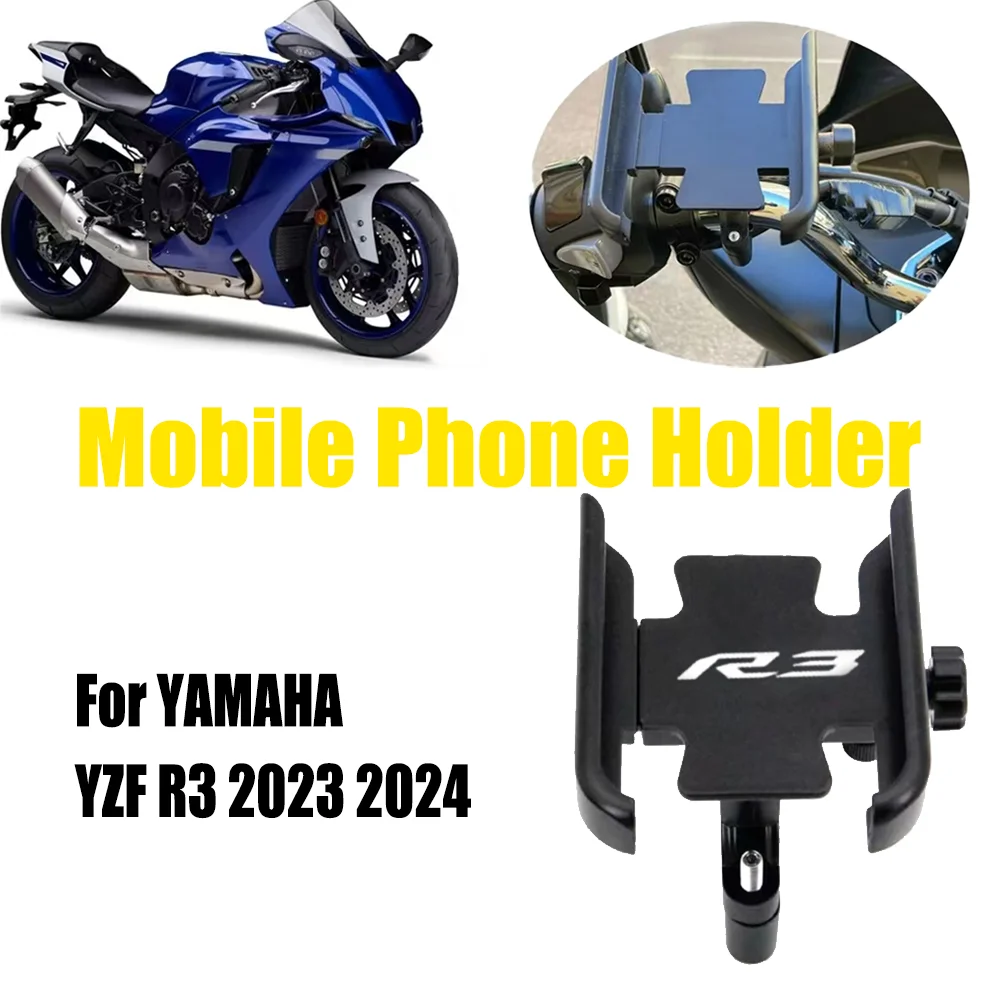 For YAMAHA YZF R3 YZFR3 R 3 2023 2024 CNC Motorcycle Accessories Mirror Handlebar Mobile Phone Holder GPS Stand Bracket