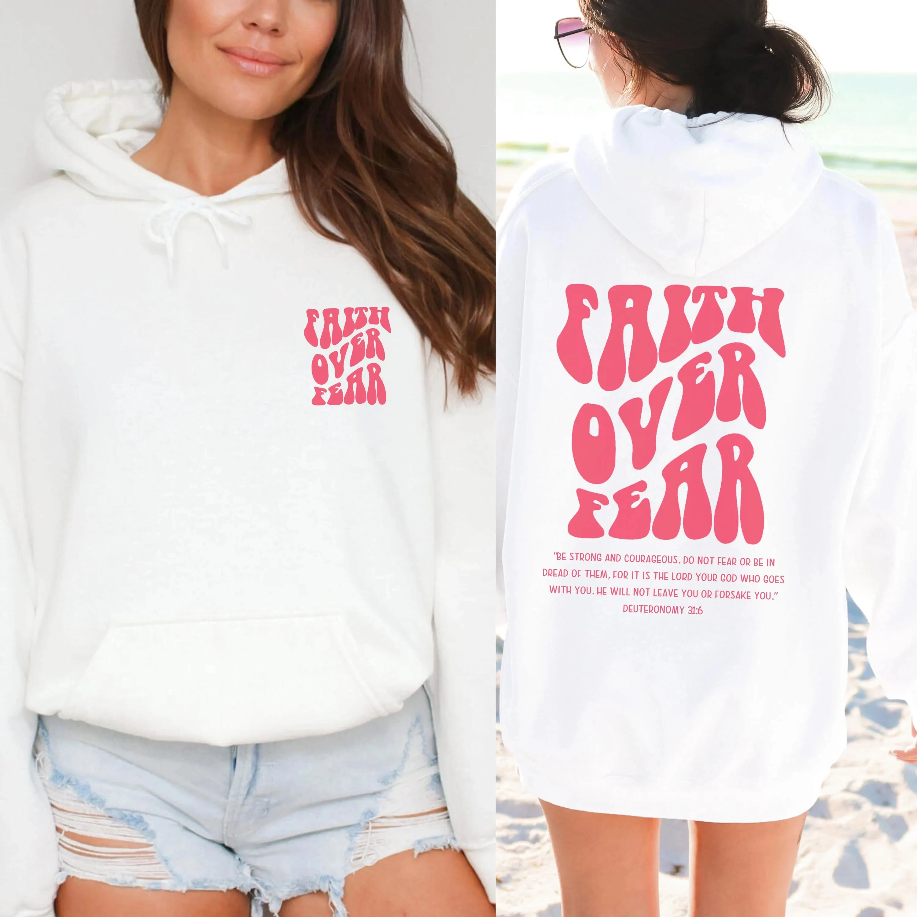 

Faith Over Fear Hoodie Men's and Women's Long Sleeve Sweatshirt Pullover Y2k Tops Fashion Casual Autumn Winter Clothing Hoodies