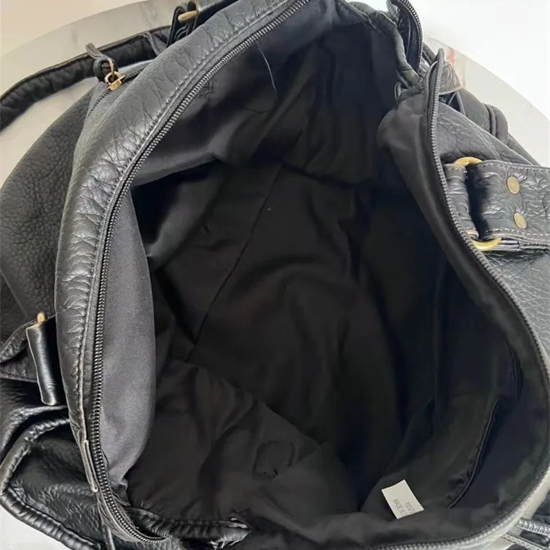 XMESSUN New Trendy Vintage Washed Leather Motorcycle Bag for Women,Fashion Designer Casual Large Capacity Shoulder Crossbody Bag
