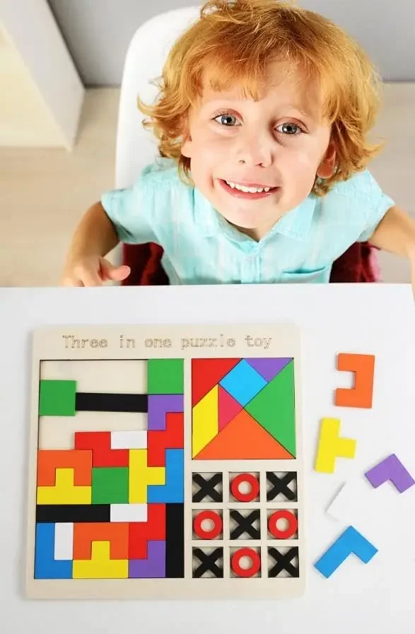 Puzzle 3 IN 1 Bord Spielzeug Bausteine Farbe DIY Clever Board Sammlung Kreative Geschenk Holz Spielzeug Puzzles Kinder Spiele