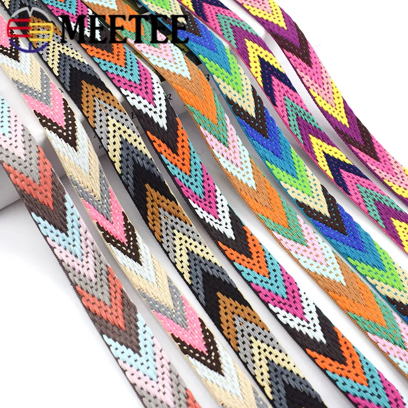 Meetee 5/10Meters 22mm Polyester Jacquard Webbing Strap Bags Shoulder Tape Ribbon Bias Binding Clothing DIY Sewing Accessories