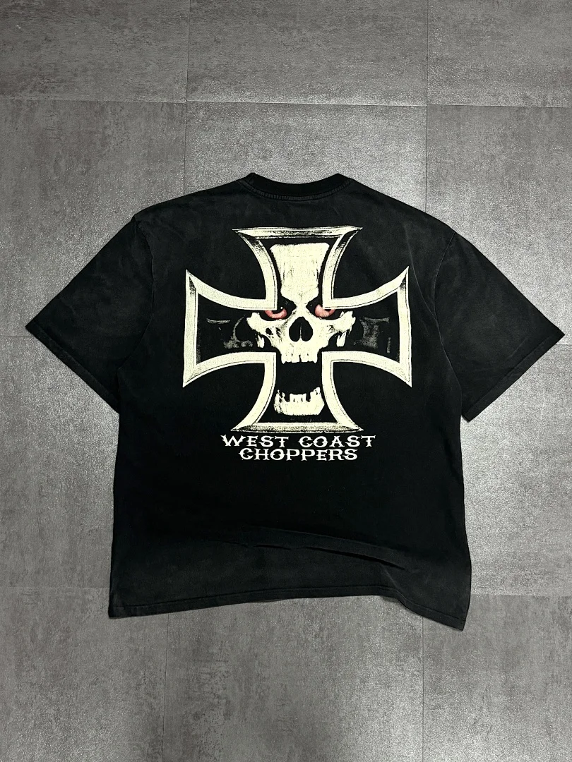 Top Quality 1:1 West Coast Red-Eyed Skull Printed Vintage Washed Women Men T shirts tees Hiphop Oversized Men Cotton T shirt