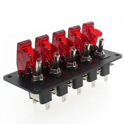ABILKEEN ON-OFF Metal Rocker Toggle Switch Panel 1/2/3/4/5 Gang Race Car Modification Panel LED Light DC12-24V 20A Rocker Switch