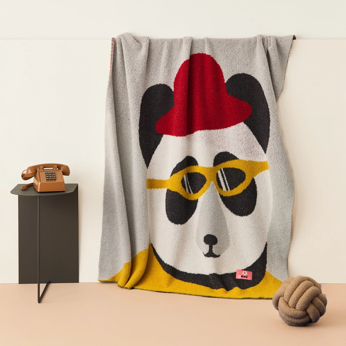 Mixed Color Half Fleece Panda Throw Blanket Soft Fluffy Lightweight Decor Blanket for Sofa Bed Kids Adults Gift