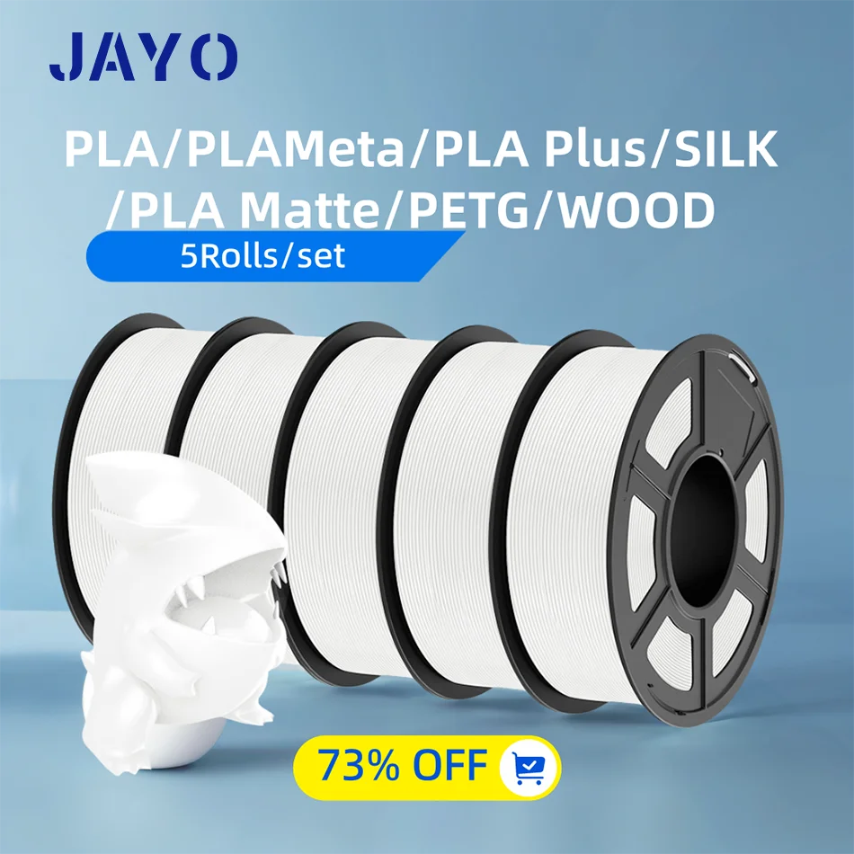 JAYO 3D-нить PLA/PLA META/PETG/SILK PLA+/дерево/PLA мрамор/ APLA 1,75 мм 5 рулонов 1,1 кг/0,5 кг Нить для 3D-принтера для 3D-принтера