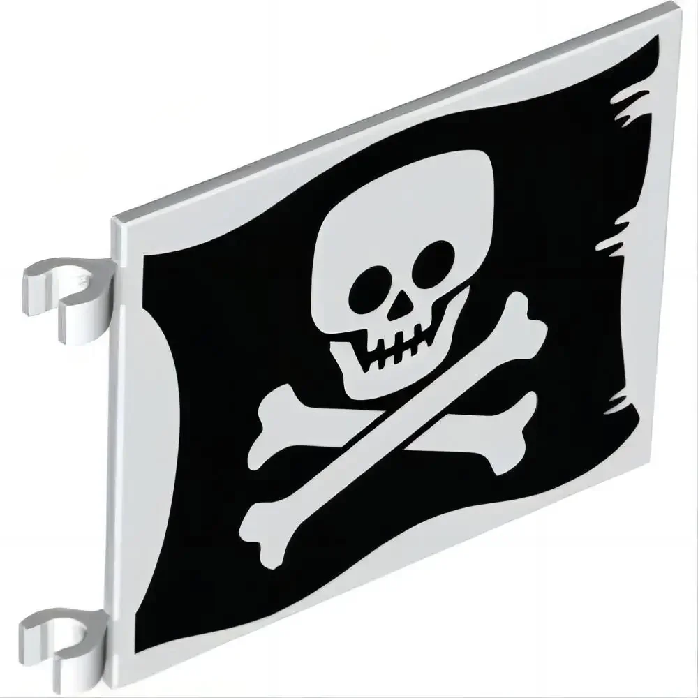 MOC ของเล่นอิฐ Pirate Flag Building Blocks ชุดสําหรับเด็ก, 2525 ชิ้น, Jolly Roger พร้อมข้ามสีดํา Cannons