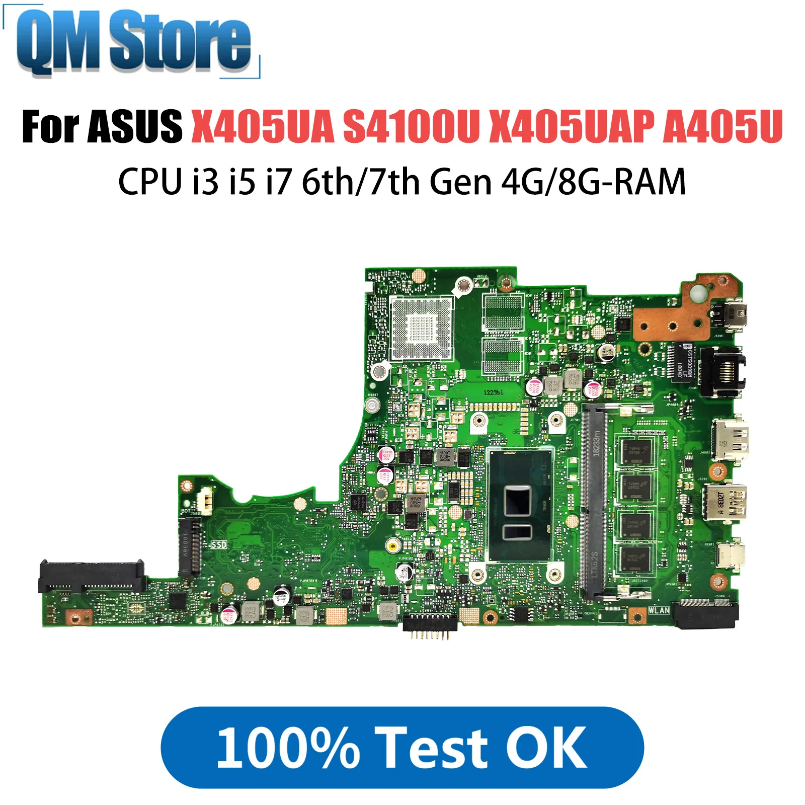 

X405UA For Asus S4100U X405UAP X405UR X405UB A405U V405U S405U K405U X405UQ Mainboard CPU i3 i5 i7 6th/7th Gen 4G/8G-RAM