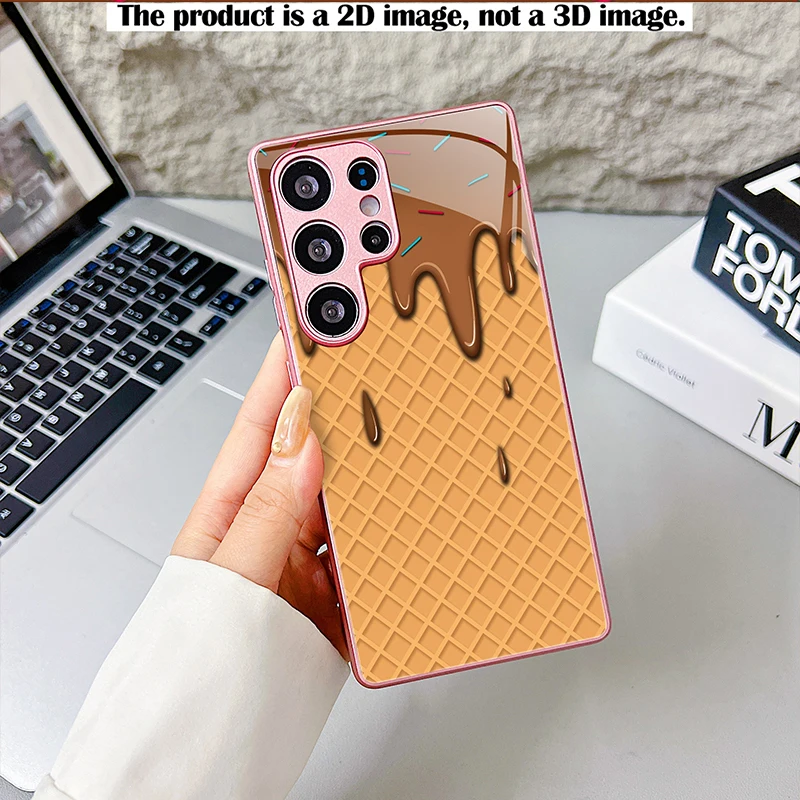 Yellow Waffle Sprinkles Phone Case,2D Print Glass Cover For Samsung S/A Series,Shockproof Shell