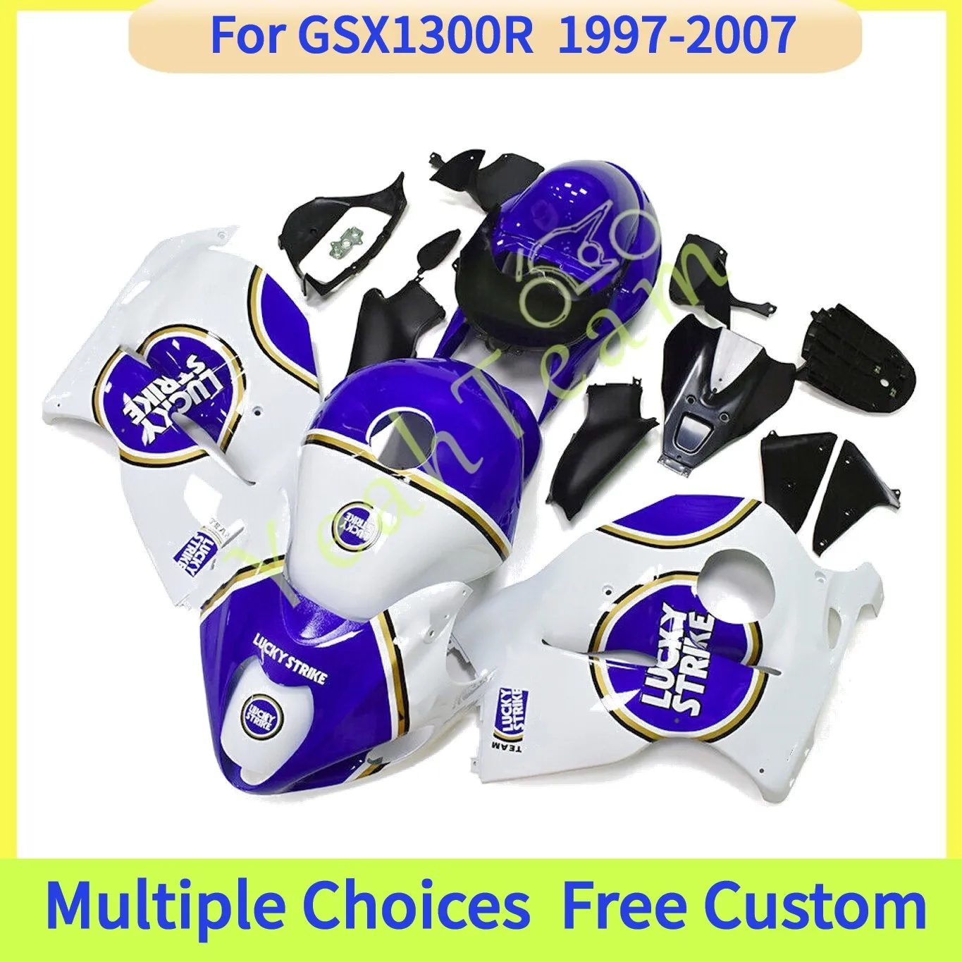 ตัวถังรถ Full Shell Fairing Kit สําหรับ Haysbusa GSX1300R 1997-2007 GSXR1300 1300 CC รถจักรยานยนต์แผง Cowling สีฟ้าสีขาว
