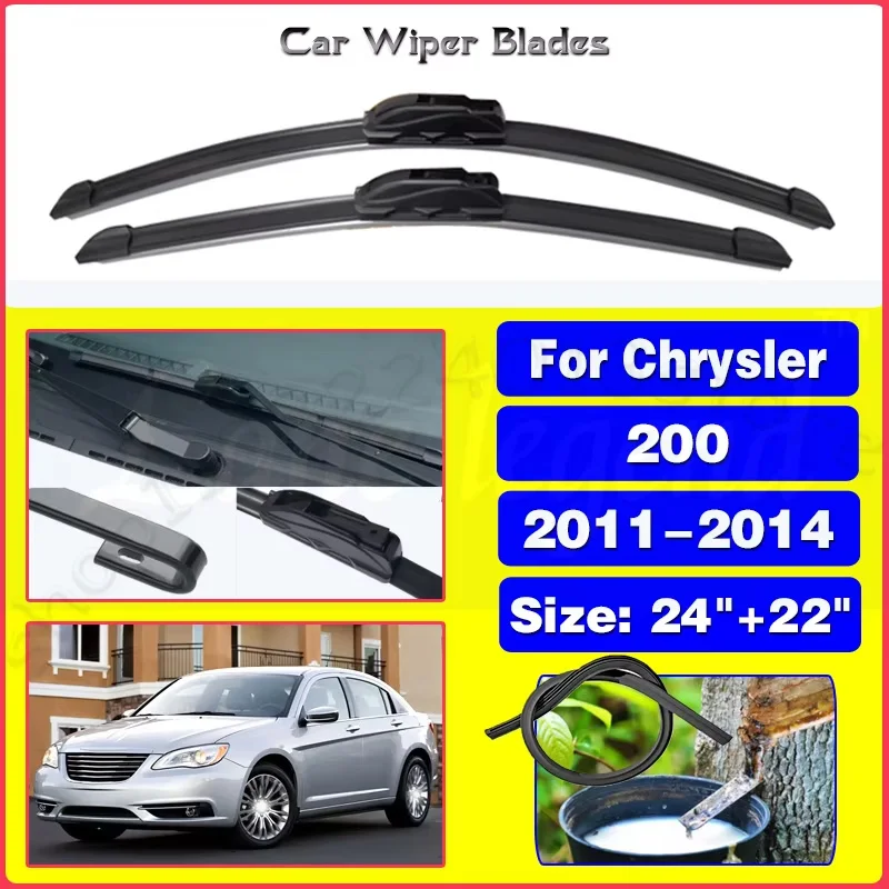 

For Chrysler 200 2011 2012 2013 2014 Car Front Wiper Blade Windshield Soft Rubber Frameless Wiper Car Accessories 24"+22"