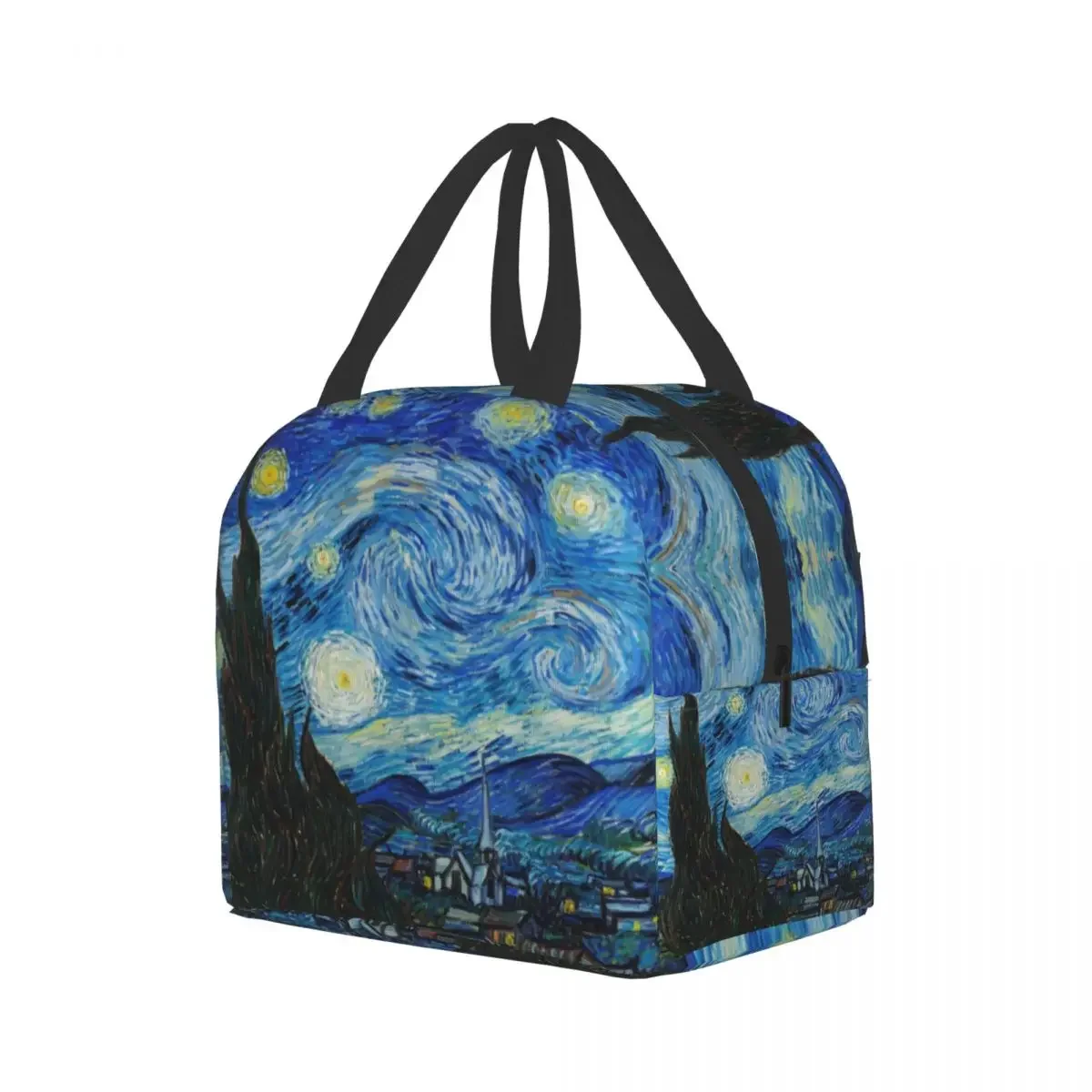 Van Gogh Starry Night Insulated Lunch Tote Bag for Women School Portable Thermal Cooler Almond Blossoms Flowers Art Lunch Box