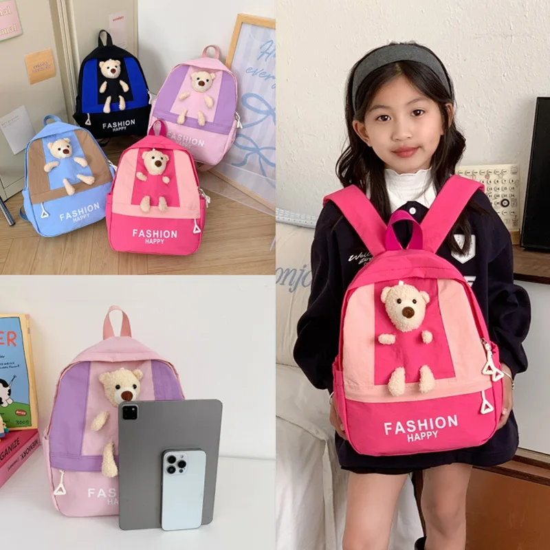 

Износостойкий школьный рюкзак для детского сада, с милым мультяшным медведем, легкий, снижающий нагрузку и водонепроницаемый детский рюкзак.