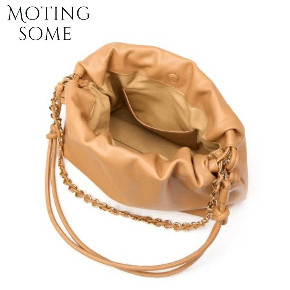 Motingsome جلد البقر سعة كبيرة المرأة محفظة سحابة شكل تحت الإبط السرج حقيبة يد حقائب كتف Crossbody اليومية حمل 2025 جديد