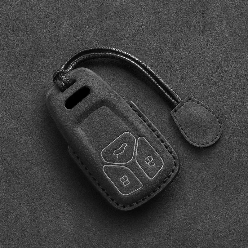 Leather Car Key Case Fob For Audi A1 A3 8V A4 B8 B9 A5 A6 C7 A7 A8 Q3 Q5 Q7 S4 S6 S7 S8 R8 TT Keychain Suede Accessories