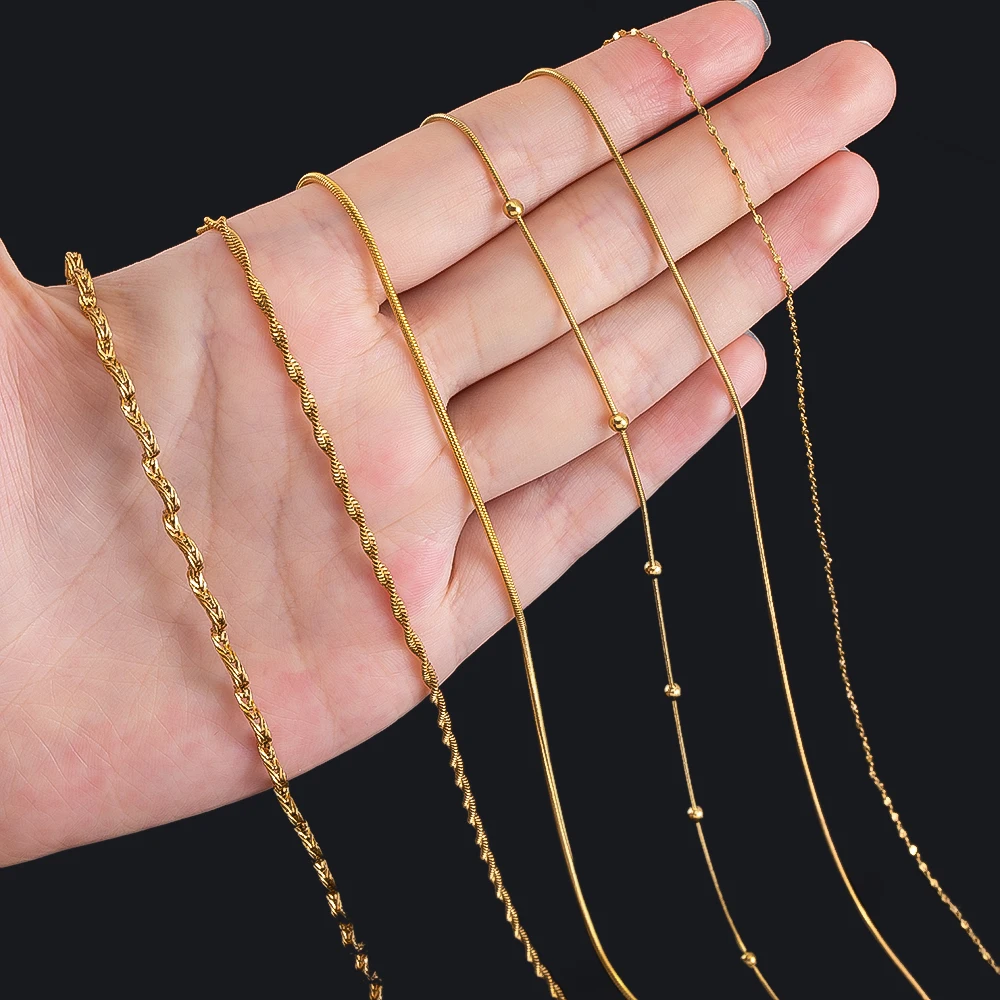 1 متر الفولاذ المقاوم للصدأ جولة ثعبان سلاسل موجة الملتوية سلسلة الشفاه سلسلة ل عقد دي اي واي سوار مواد صنع المجوهرات