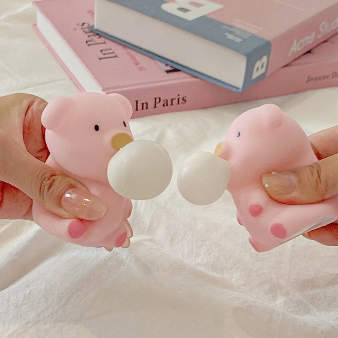 Creativo lindo cerdo escupir burbuja juguetes blandos Piggy juguete para apretar lindo Pigman alivio del estrés juguetes para niños regalo divertido ventilación juguete para apretar