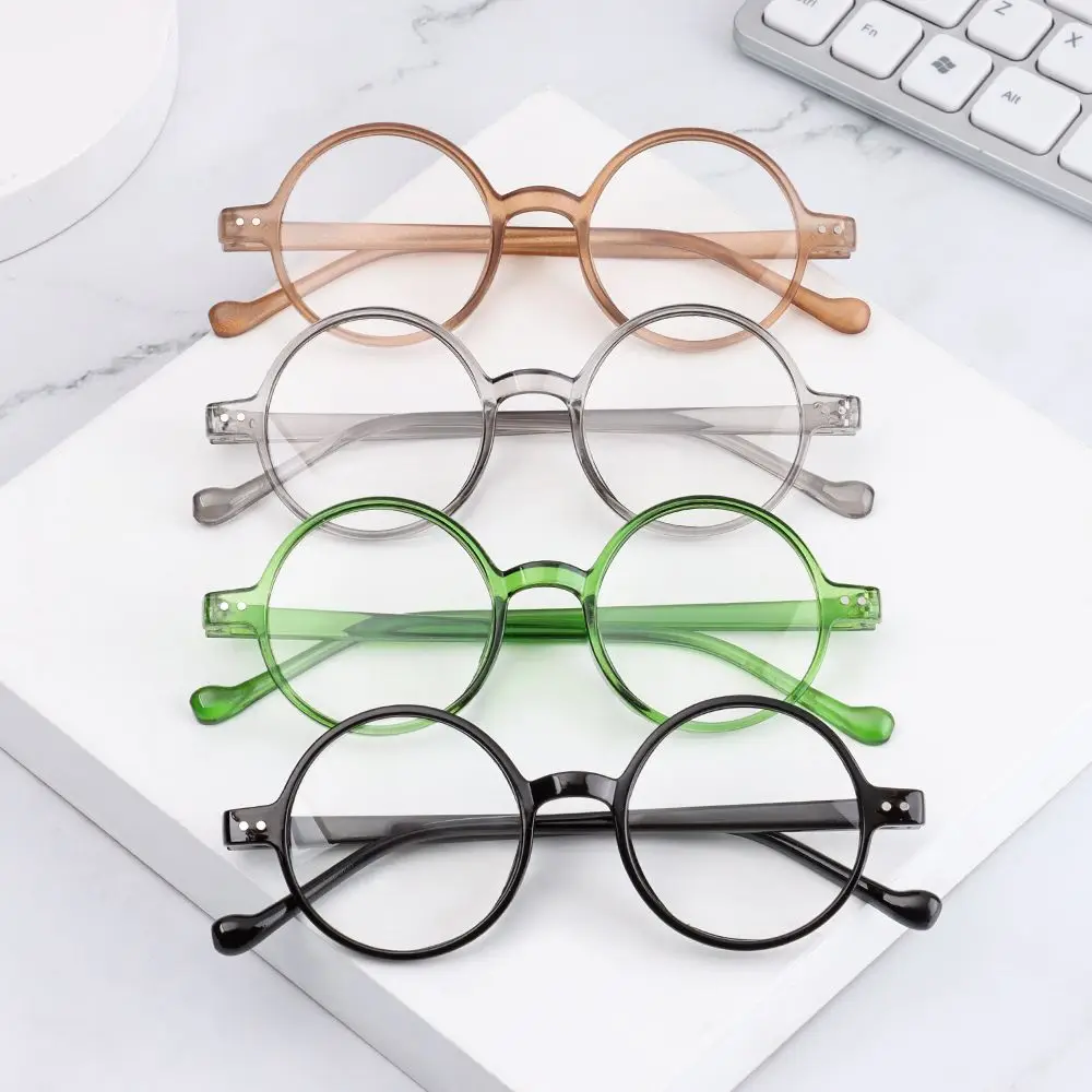 1Pc Portable Round Frame Anti-UV Blue Rays Reading Glasses Women Men Presbyopia Eyeglasses Eyeglasses Vision Care +1.0~+4.0