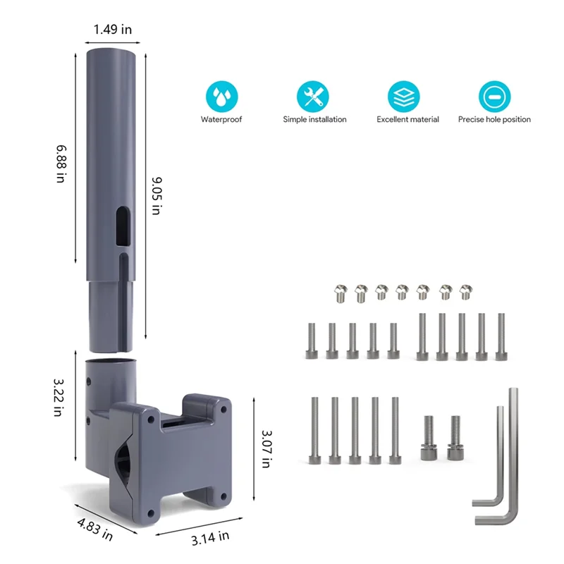 SUNRI-SK0084 Für Starlink Mini RV Leiterhalterung Starlink Mini Dachträgerhalterung Starlink Mini Pole Clamp Halterung mit Rohr für Rvs
