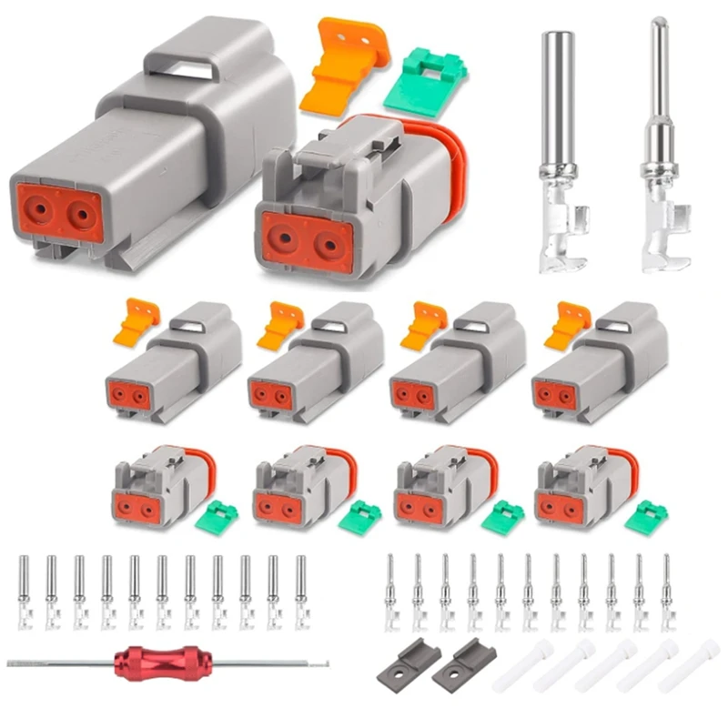 5 Set DT Connector Kit, Waterproof DT Connector, Size 16 Stamped Contacts, Seal Plugs For Car, Truck, Motorcycle