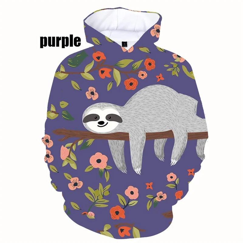 

New 3D Animal Sloth Printed Hoodies For Men Cute Folivora Graphic Hooded Sweatshirts Kid Fashion Funny Pullovers Clothing Hoodie