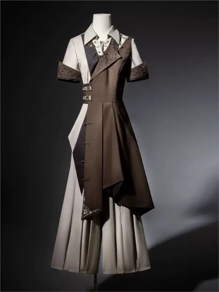 Abito lungo da abito con camicia in stile retrò