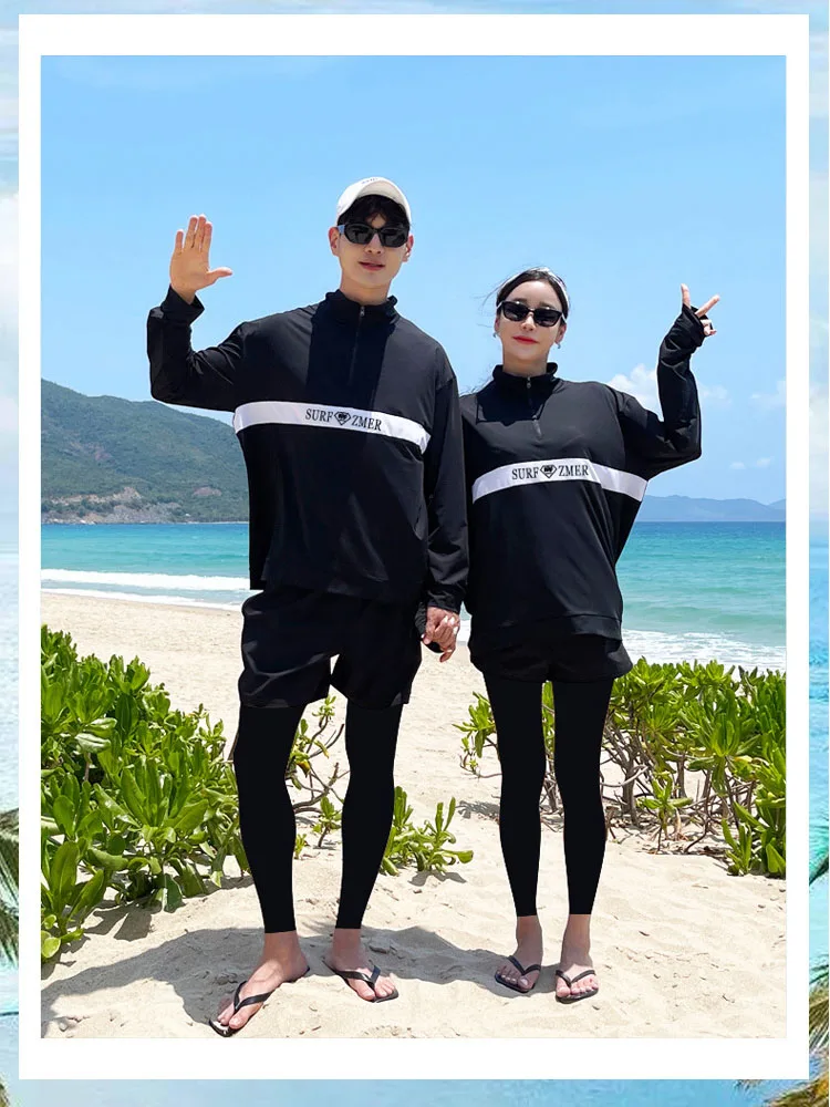 Men's Women's 3-5pcs/set Long Sleeve Rash Guards Loose Fit Swim Shirt UV Sun Protection Swimsuit Top&Bottom Fishing Run Sunsuit