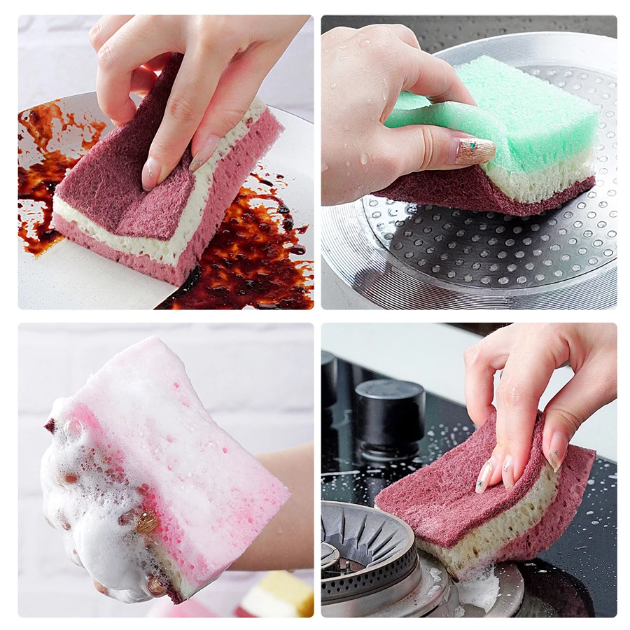 High density sponge cleaning cloth, dishwashing cloth, non greasy kitchen and catering supplies, sponge brush, pot and bowl