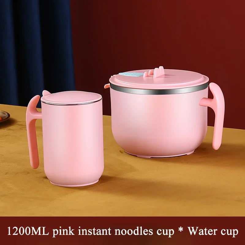 

304 stainless steel water cup instant noodle bowl set, insulated handy cup,noodle bowl water cup combination mug lid sealed cup