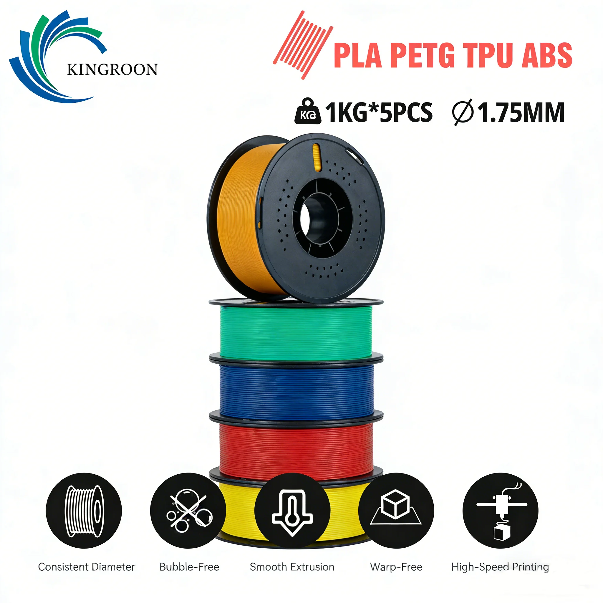 5KG PLA PETG TPU ABS Filament 1.75mm 1KG Filament Spool 3D Printer Filament for 3D Printer for Endless Creativity