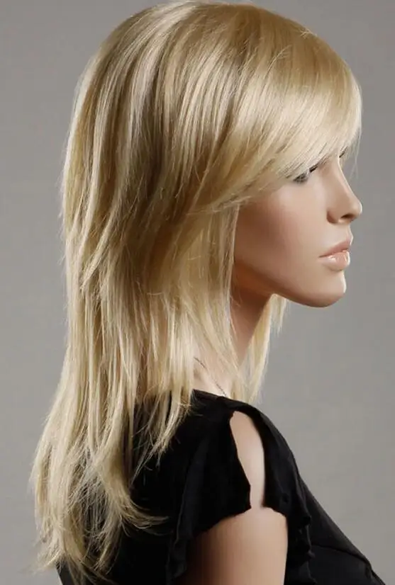 Fashion Charming Sexy Medium Blonde Straight Hair Wigs for Women Wig