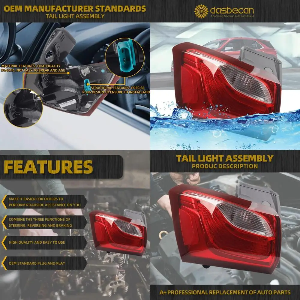 

2018-2020 Chevy Equinox Left Driver Side Outer Tail Light Assembly, Replaces 84769835, Halogen Rear Brake Lamp