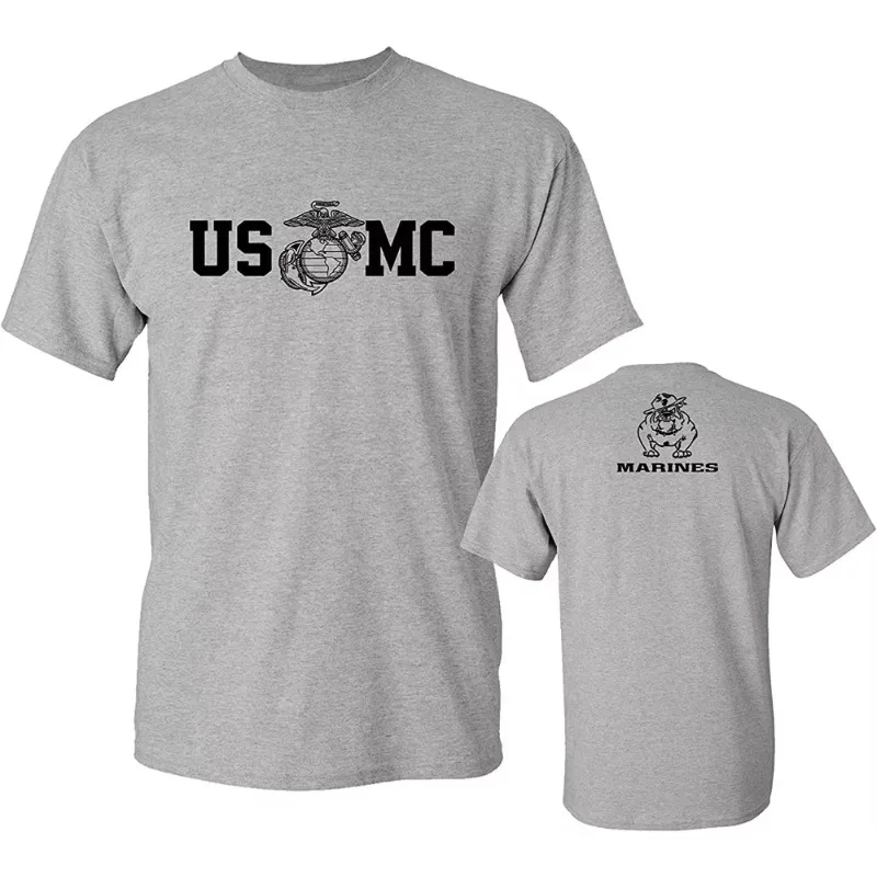 2026 US Marine Corps Bulls Dog USMC Military T-shirt Cotton O-neck Summer Short Sleeved Casual Men's Women's Pure Cotton T-shirt