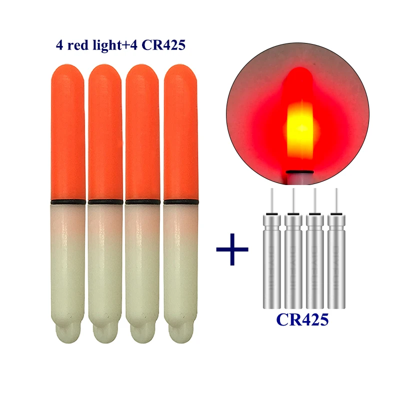 Luz de pesca eléctrica, palo luminoso resistente al agua + 4 tipo CR425, luz brillante para pesca en el océano, herramienta de aparejos de pesca, 4 Uds.