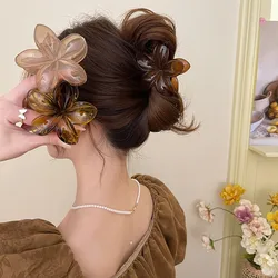 Floral Large Hair Claws Clips Crab Hair Clamps Women Girls Ponytail Holder Big Hair Barrettes Hairpins Hair Accessories Fashion