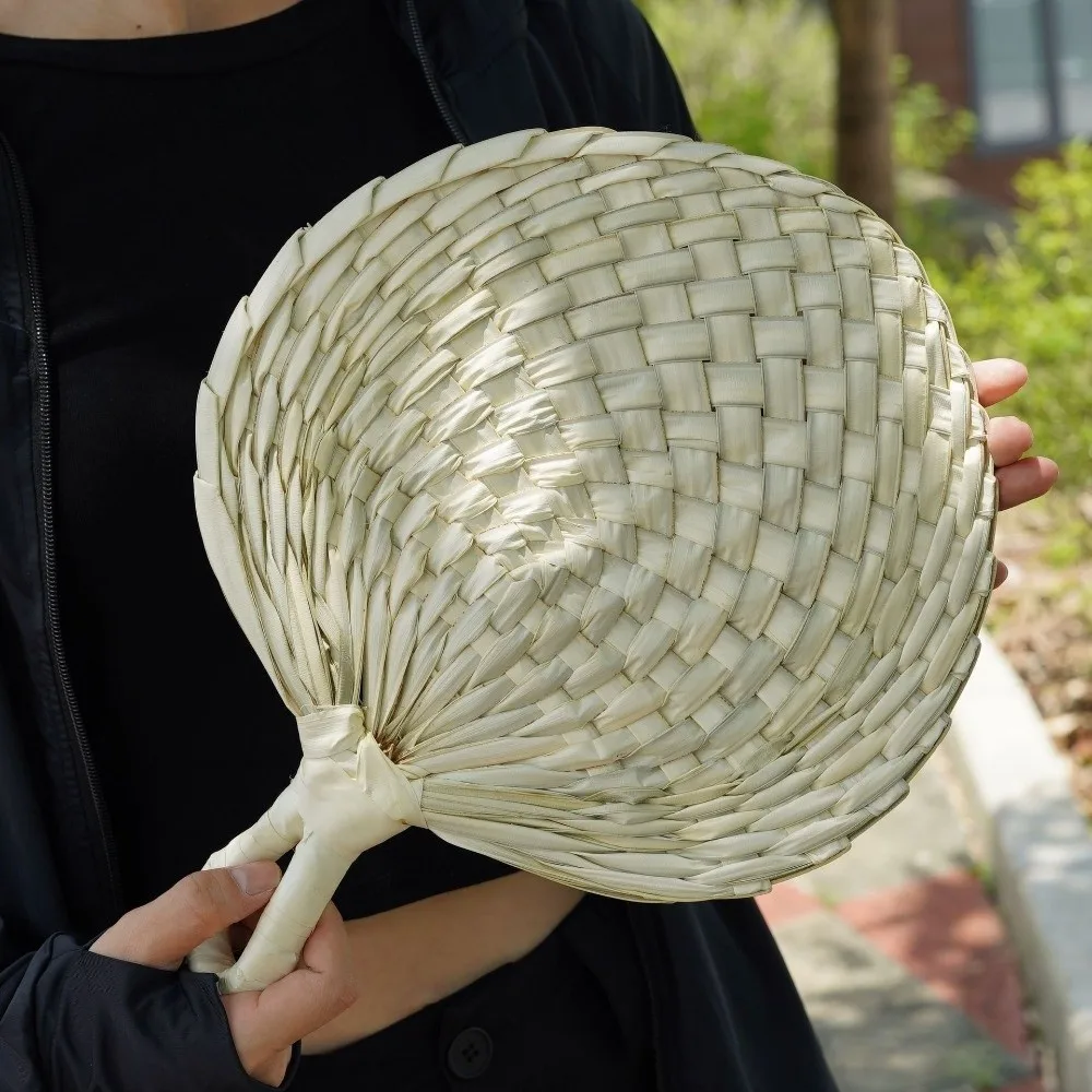 Abanico de Mano de Paja Tejido – Estilo Chino Antiguo Portátil - imagen 3