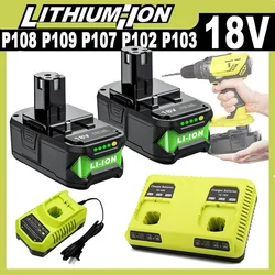 6Ah For RYOBI P108 18V Plus Battery 18 Volt Li-ion Power Tools P104 P107 RB18L50 RB18L20 P108