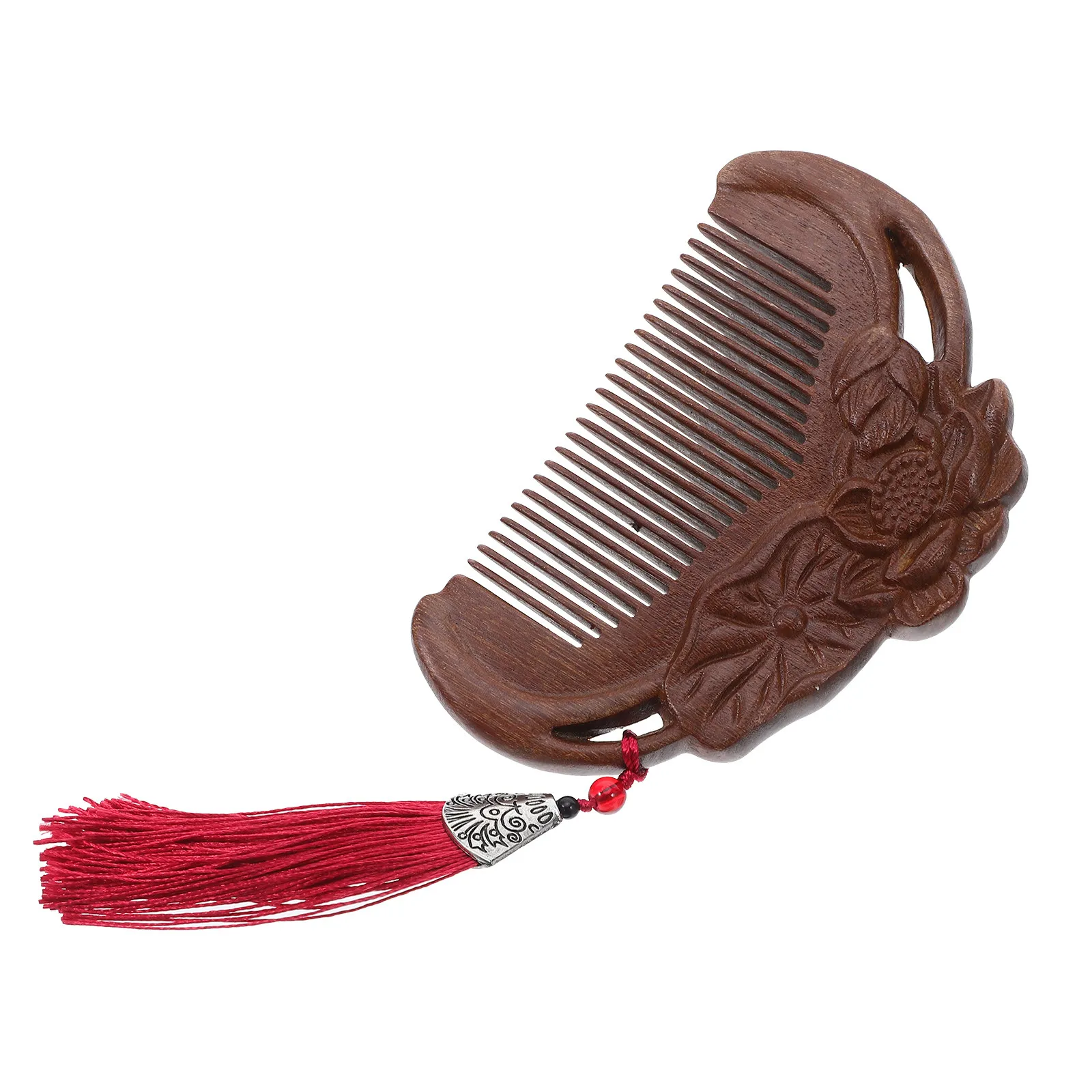 Vintage Sandalwood Wide Tooth Comb Handmade Carved Portable Pocket Size Anti-Static Hair Detangler Curly Hair Comb Men Women