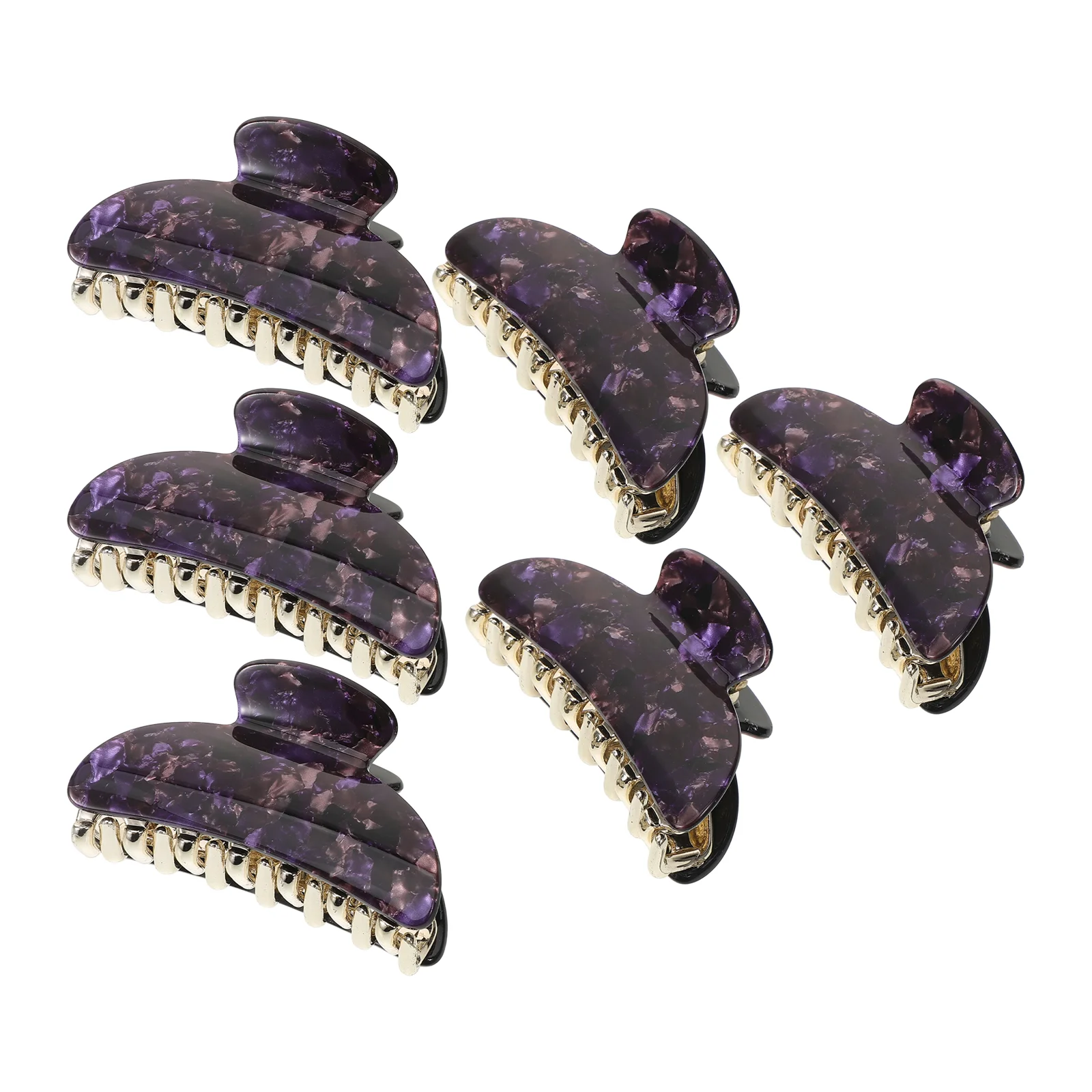 Acrylic Floral Pattern Multicolored Hair Claw Jaw Clips Clamps for Girl Women Lady 6pcs/set Random Style