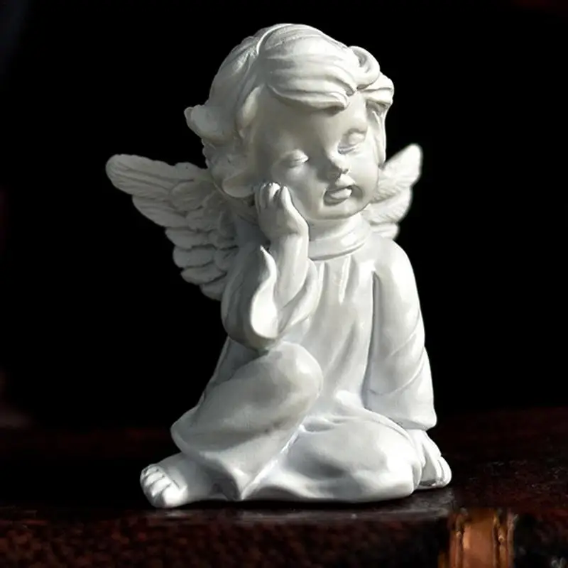 Retro European Little Angel Gypsum Resin Ornament Cute Angel Resin Figure Ornaments Sculpture Retro Fairy Home Decoration