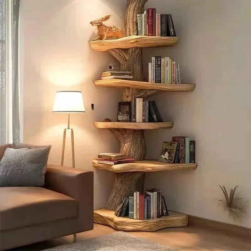 Q xz1Tree solid wood living room baffle stake storage study combination bookshelf