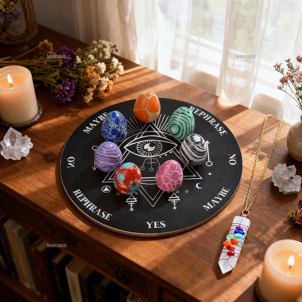 9pcs Crystal Pendulum Divination Set, Including Decision Board and Gemstone Egg, Suitable for Guidance and Witchcraft Supplies