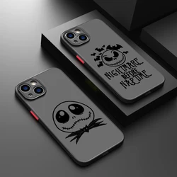 Comic Disney Jack Skellington Phone Case For iPhone 15 14 13 12 11 Pro Max mini XS XR X 8 7 6 Plus TPU Frosted Translucent Cover